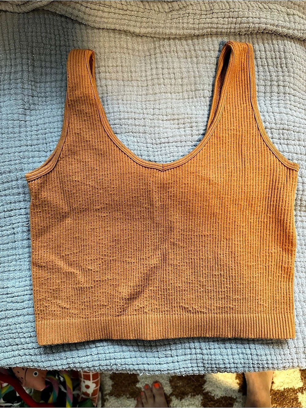 Alexander Jane Ribbed Crop Tank in brown/orange Size L/XL